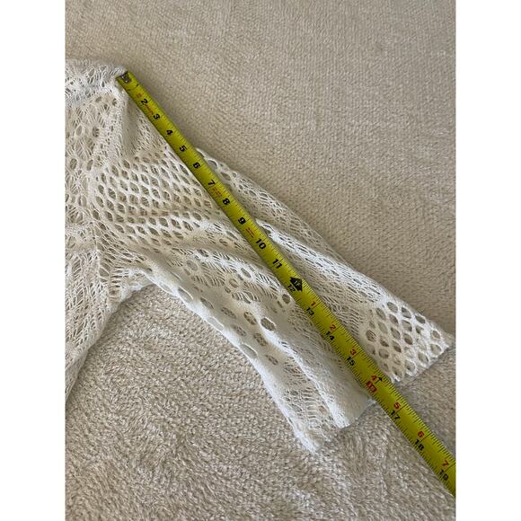 Lily Women's Crochet Open Knit Asymmetric Top White L Whimsical Mermaid Boho - Picture 16 of 16